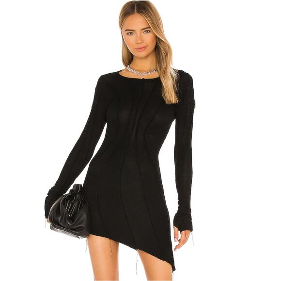 SAMI MIRO VINTAGE Asymmetric Long Sleeve Dress in Black NWT Size XS - Picture 1 of 4